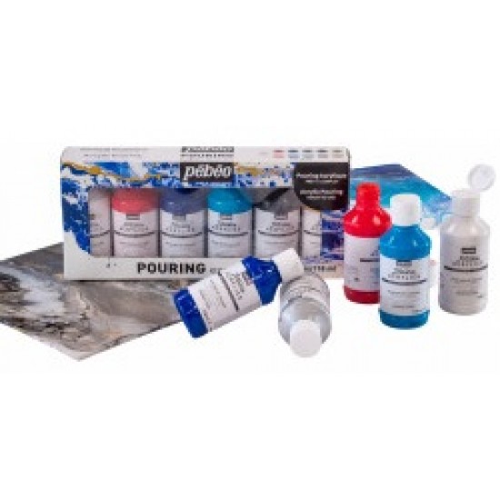 طقم بورنج مجموعة 6 لون * 118 ملي الوان سكب اكريليك ستوديو 524601 / Pebeo